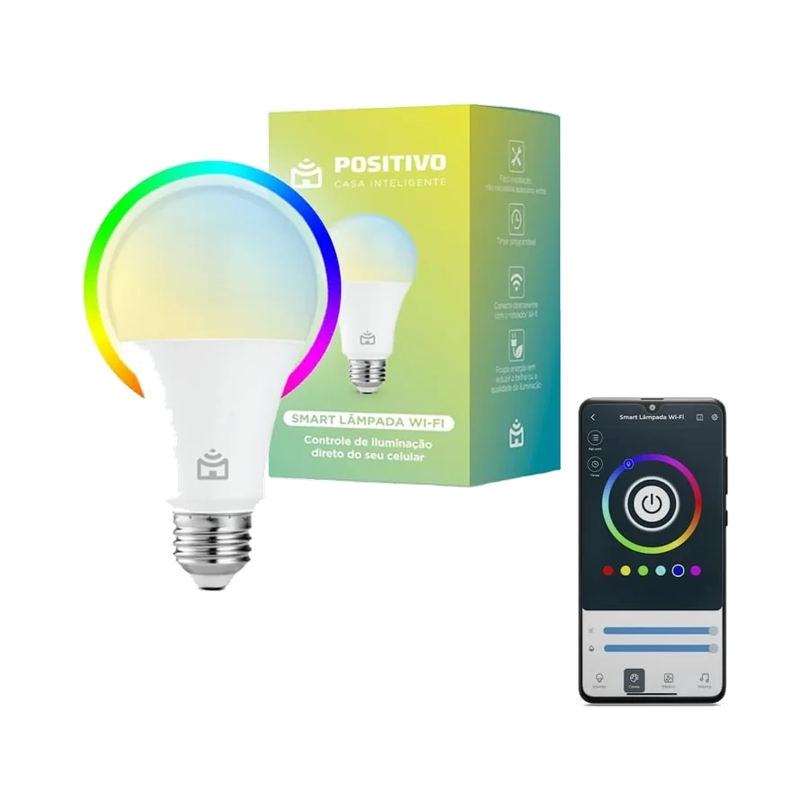 Smart Lâmpada Wi-Fi Positivo Casa Inteligente, Iluminação…