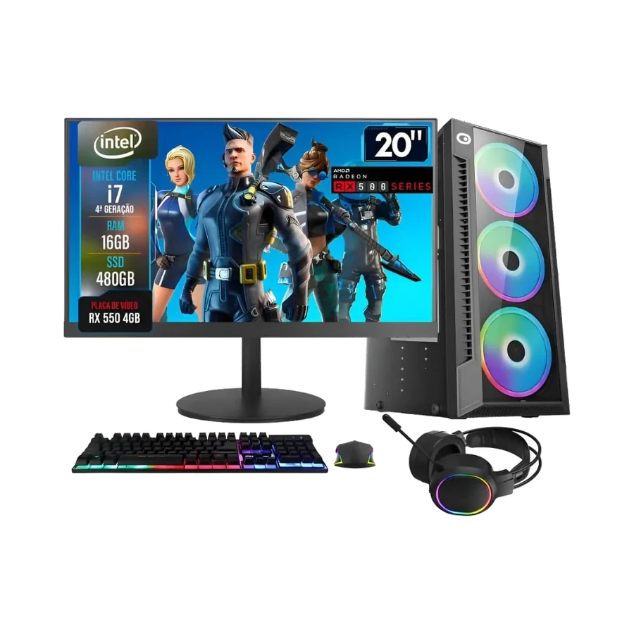 PC GAMER COMPLETO INTEL CORE I7 16GB RAM PLACA DE VIDEO RX 550…
