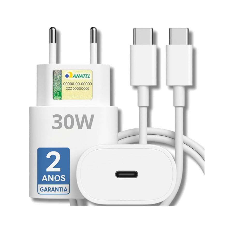 Carregador Turbo 30W Compatível iPhone 15/16/17-16 PRO