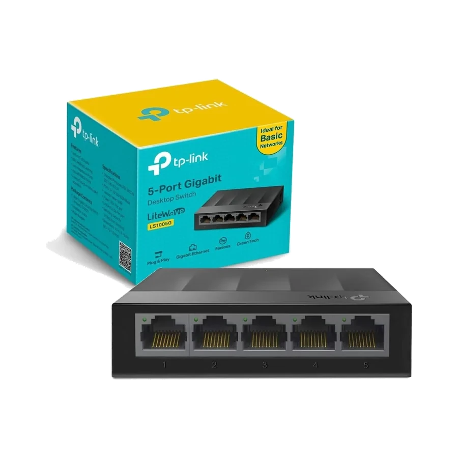 Switch TP-Link LS1005G, 5 portas Gigabit, não gerenciável…